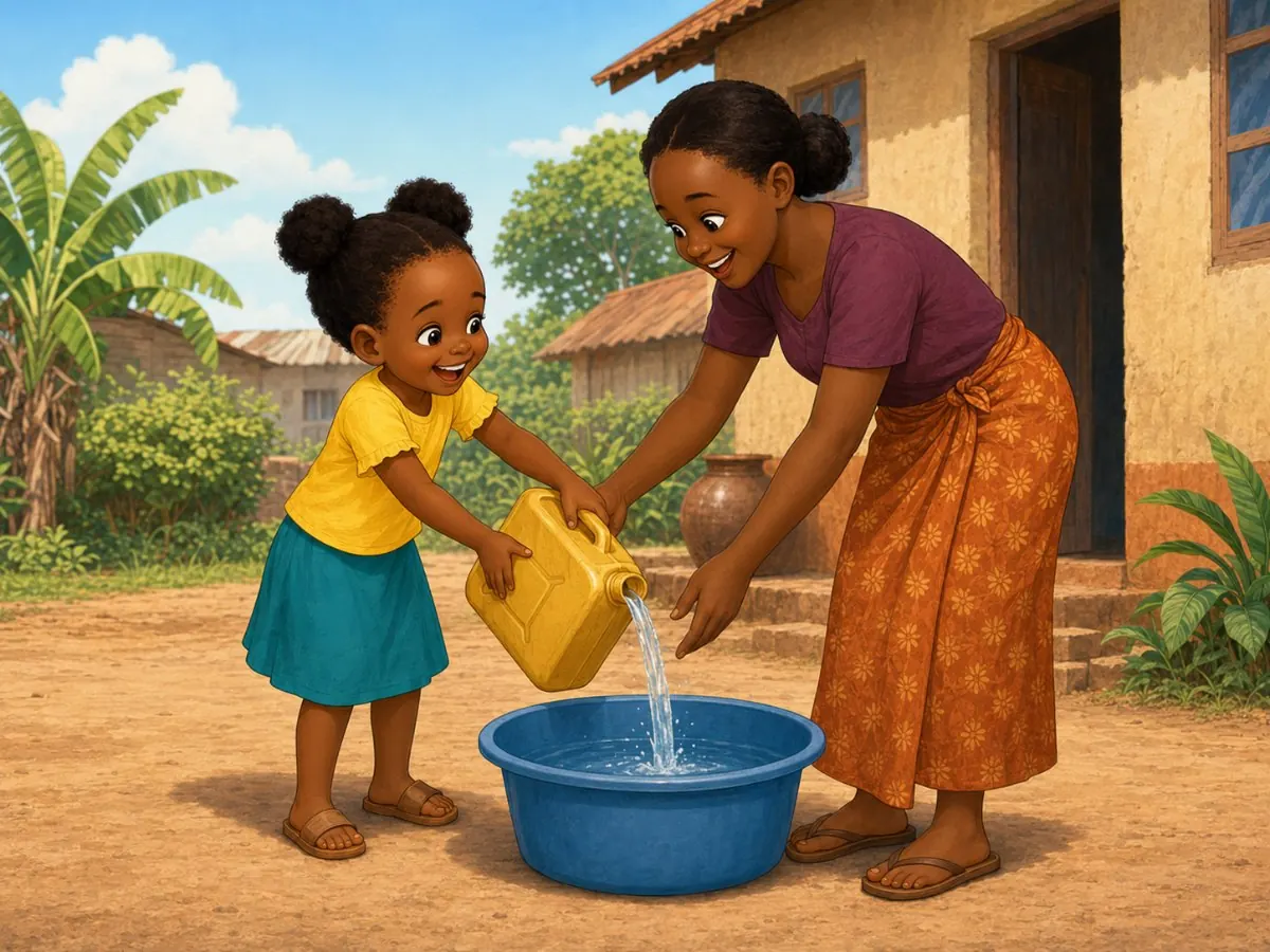 Illustration of Amara and her mother